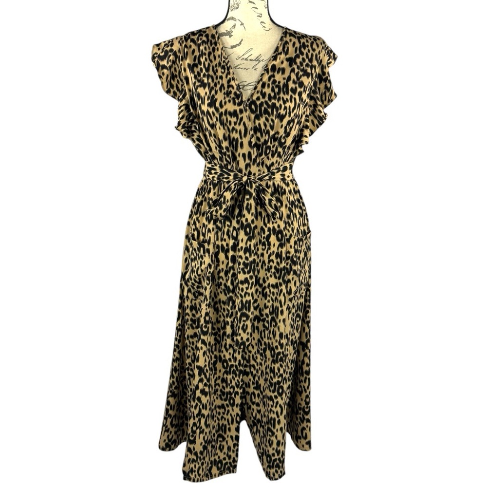 Leopard Print V-Neck Dress